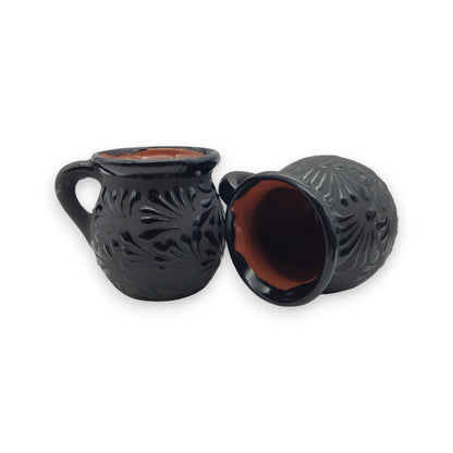 Black Talavera Jarrito Mug | Handmade Mexican Clay Coffee Cup